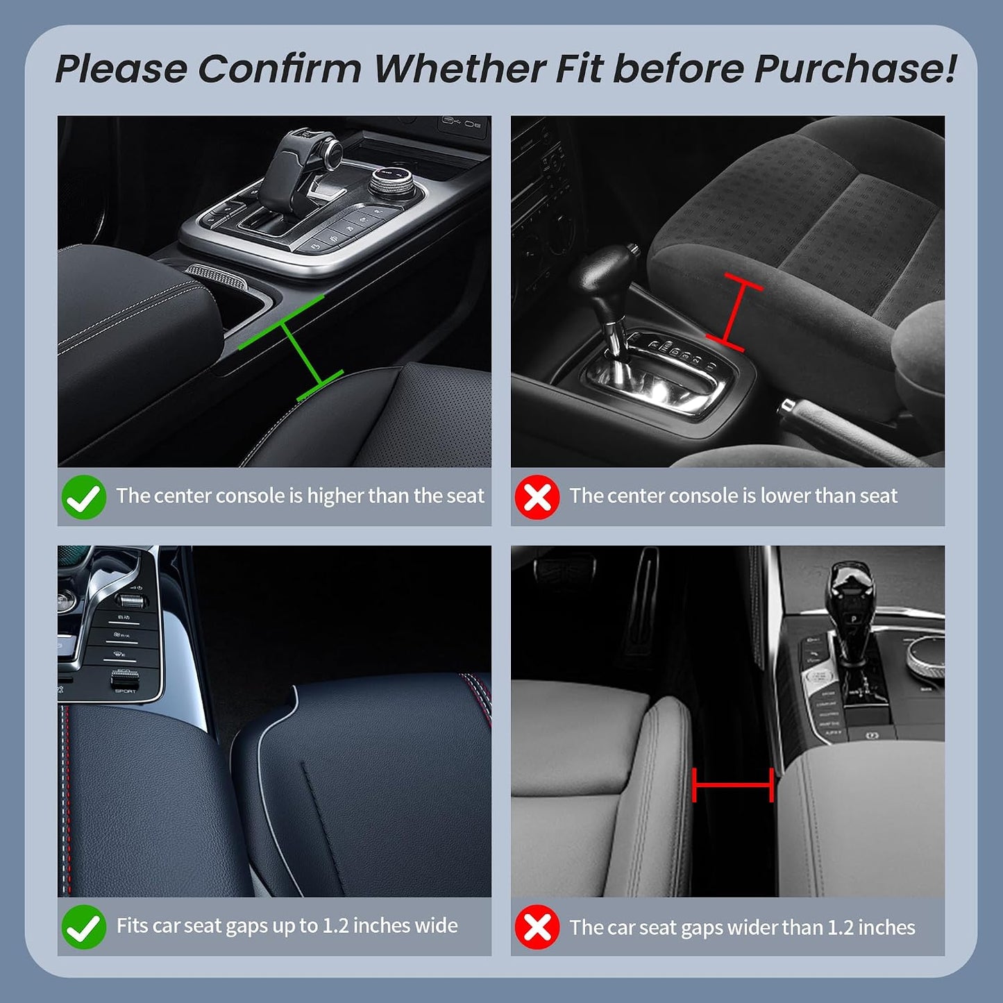 2 Packs Universal Fit Car Seat Gap Filler Organizer, Premium Leather Anti-Drop Car Side Gap Storage with Cup Holder for Phone, Keys, Sunglasses & Drinks (Black)