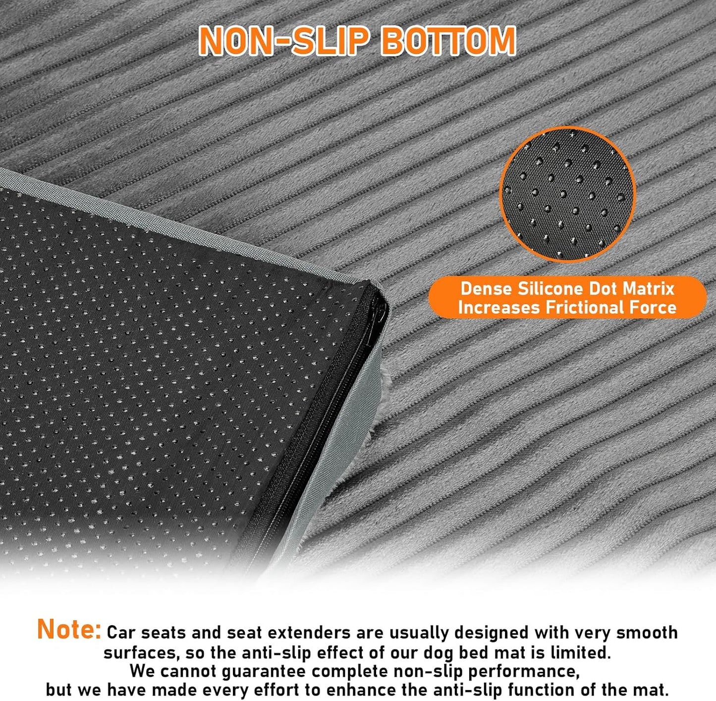 Backseat Dog Bed Mat, 2in Waterproof Dog Bed for Car, 23.5x51in | Fits Sedan & Compact Suv, 2-Inch High-Resilience Foam, Removable Cover, Machine Wash, Suitable for Travel, Camp, Home, Grey