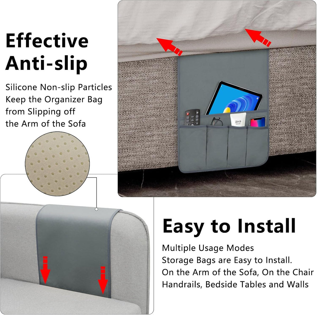 Remote Control Holder for Armchair Caddy, Remote Holder with 5 Pockets