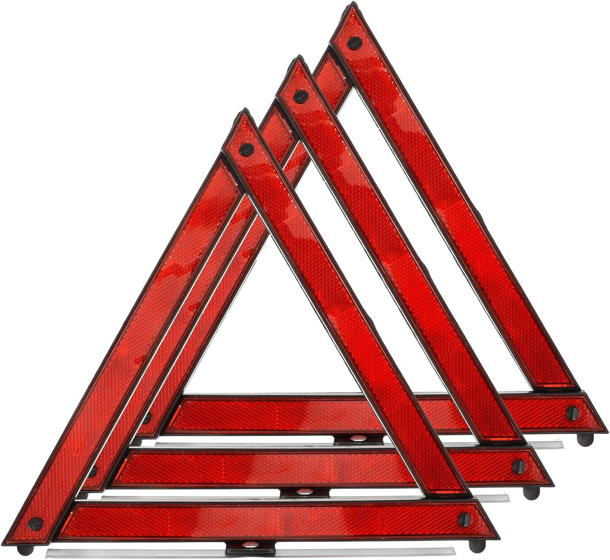 Safety Triangles 3-Pack Portable Reflective Road Warning Triangles for Car Emergency Use Compact Hazard Markers for Nighttime Adverse Weather 11.22 X 9.64 X 9.05 in