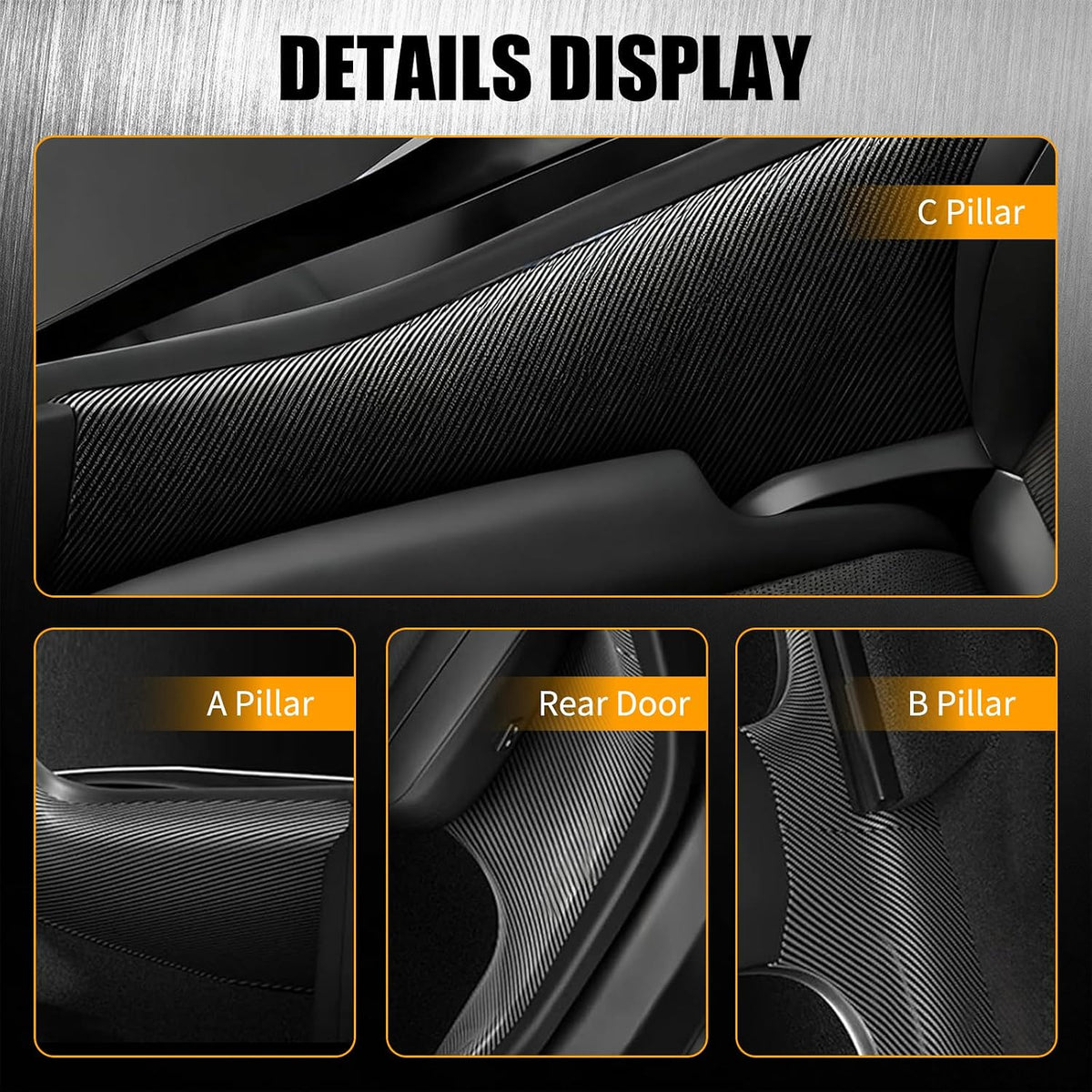 8PCS Door Sill Protector for Tesla Model Y Juniper 2025–26, Door Entry Guard Set for Front & Rear Door Thresholds, Anti-Kick Interior Door Entry Covers (Carbon Fiber (Not fit 2026 Model Y Standard))