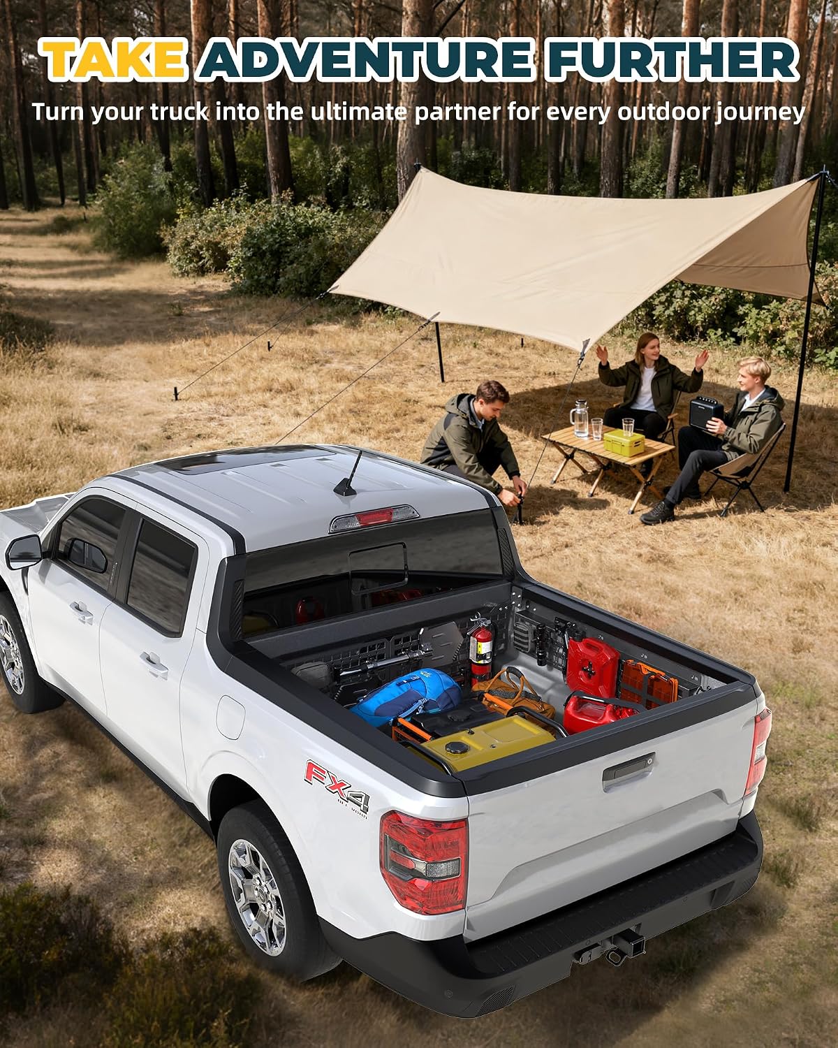 Trumgeta Aluminum Front Bed MOLLE Panel Fit for 2022–2026 Ford Maverick, No-Drill Installation, Heavy-Duty Truck Bed Organizer Storage Rack System for Tools and Outdoor Gear