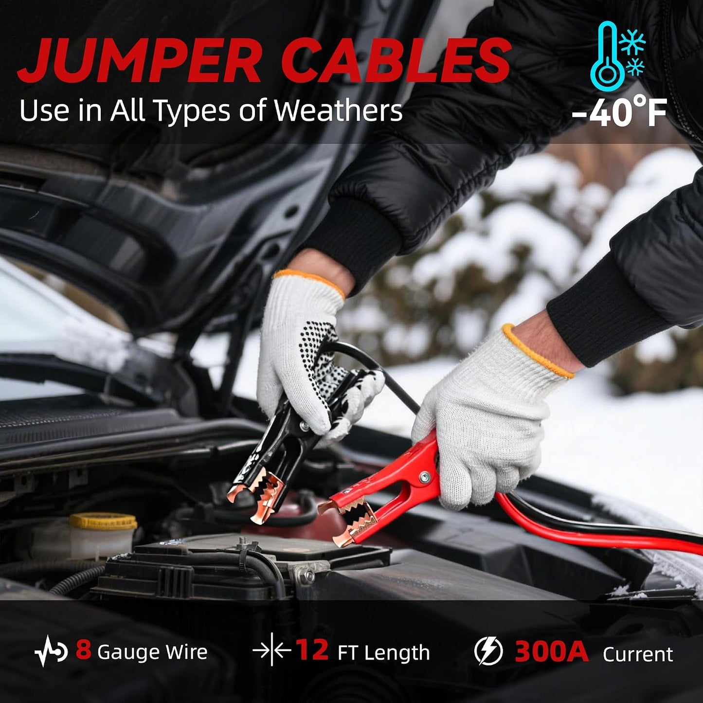 Car Emergency Safety Kit Bag with Portable Air Compressor, Jumper Cables,First Aid Kit, Winter Vehicle Roadside Emergency Kit with Snow Brush and Ice Scraper, for Women, Men, Teen