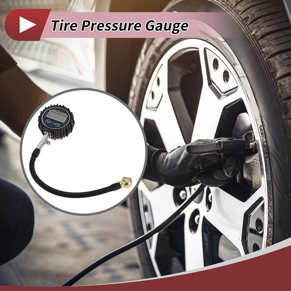 1 Set Universal Car Digital Tire Pressure Gauge W/Tire Valve Core Tire Cap 3-200PSI Digital Air Pressure Meter for Cars