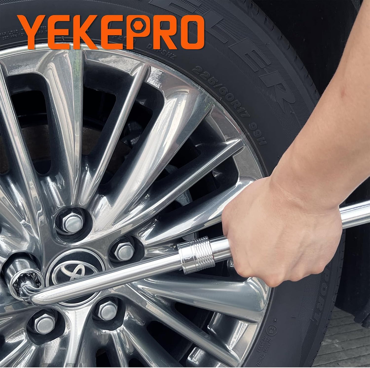 Extendable Lug Wrench with Flip Sockets, 4-in-1 Tire Tool Set