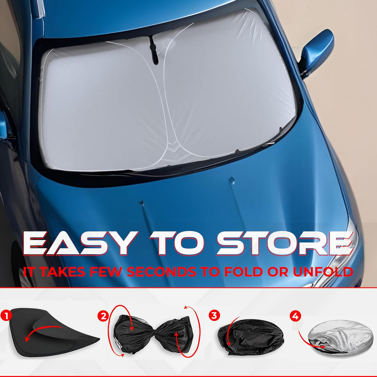 Autotech Park Foldable Sunshade Compatible with 2011-2015 Kia Sorento SUV, UV Reflective and Easy Storage, Custom-fit Car Windshield Sun Shade