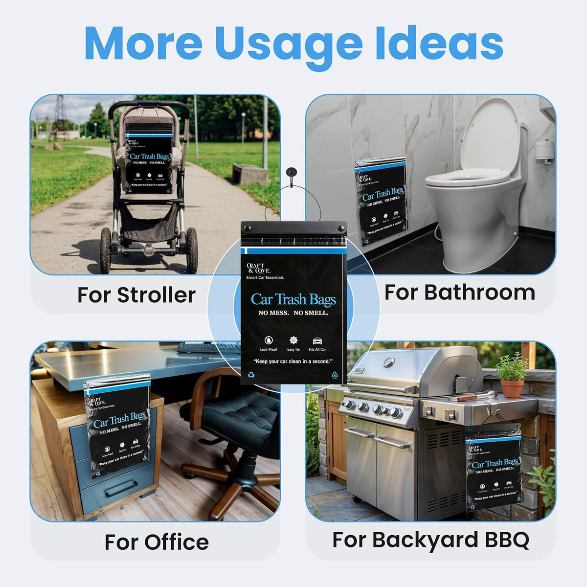 Car Trash Bags, Disposable Hanging & Stick-On Garbage Bags for Cars, SUV