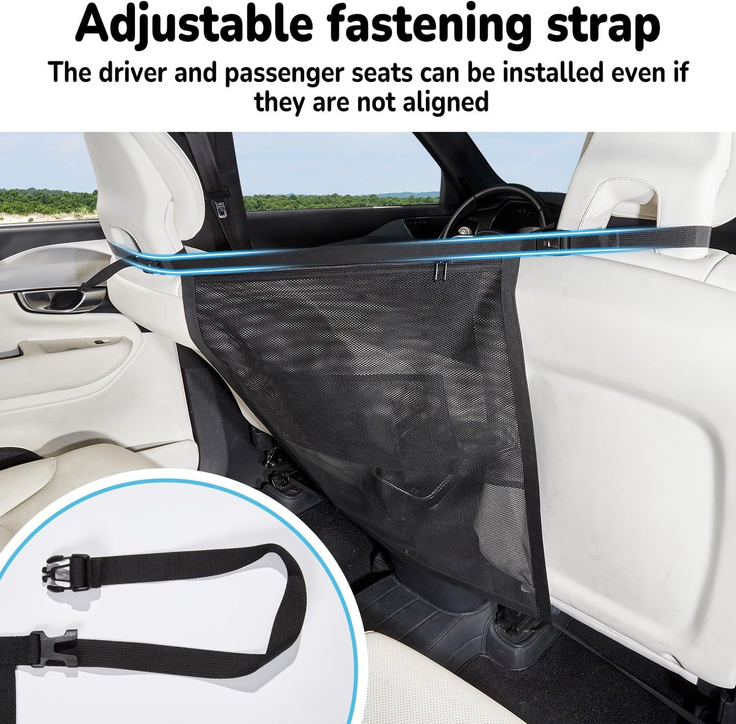Dog Car Barrier,Pet Barrier with Larger Zipper Organizer Storage,Car Divider Net for Dogs,Dog Barrier for Car/SUV/Truck