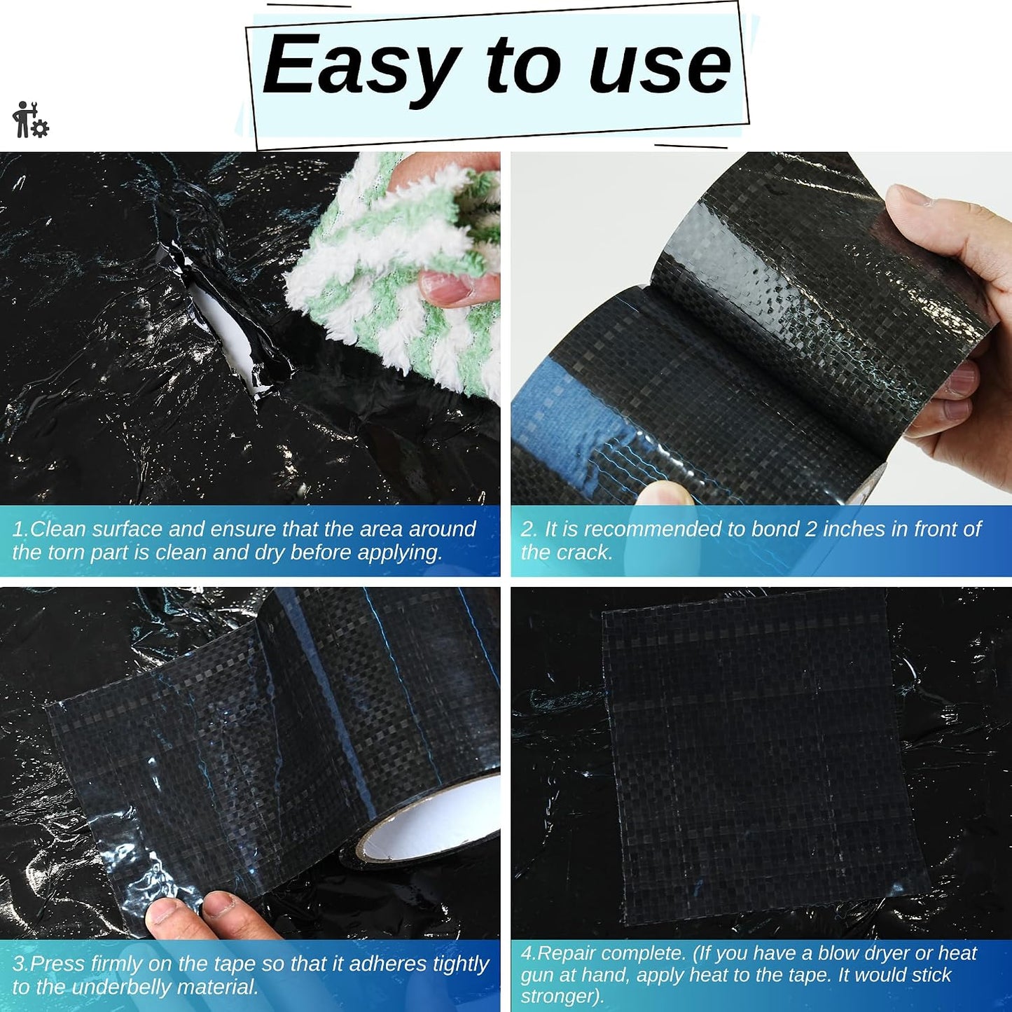 CHUANGSEED Underbelly Tape 6 Inch x 50 Feet - Heavy Duty Automotive Underbody Repair Tape, Waterproof & Durable, Perfect for Car, Truck, Boat & RV Protection, Weather-Resistant, Easy to Apply