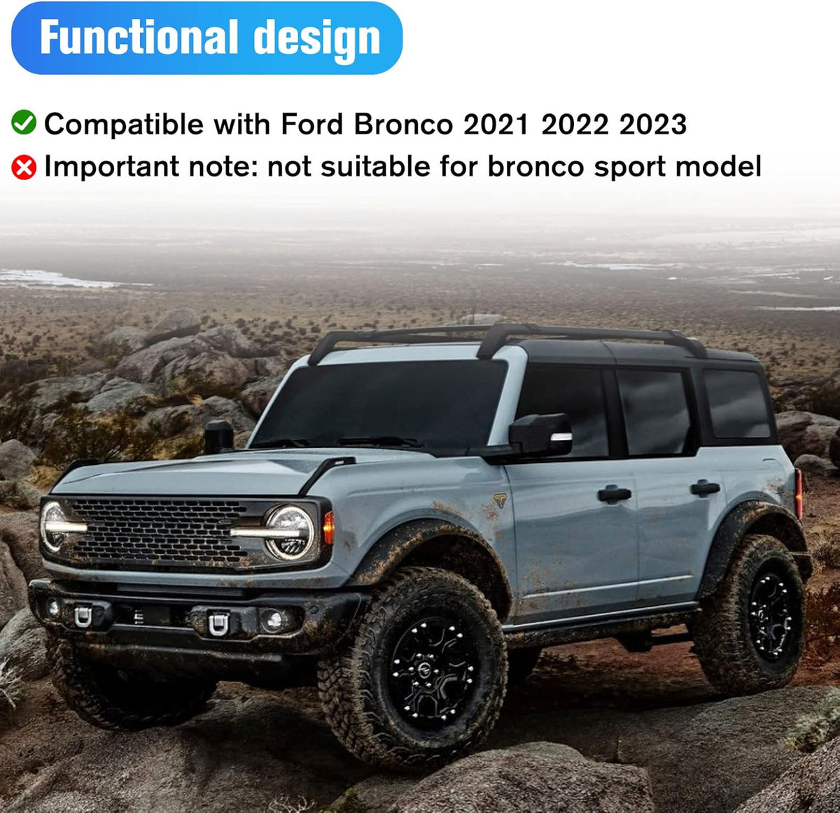 Trunk Storage Tray Organizers Rear Cargo Side Box Applicable to Ford Bronco 2021 2022 2023 4 Door, Trunk Caddy Box, Internal Accessories, Black Matte Finish (Right Storage Box)
