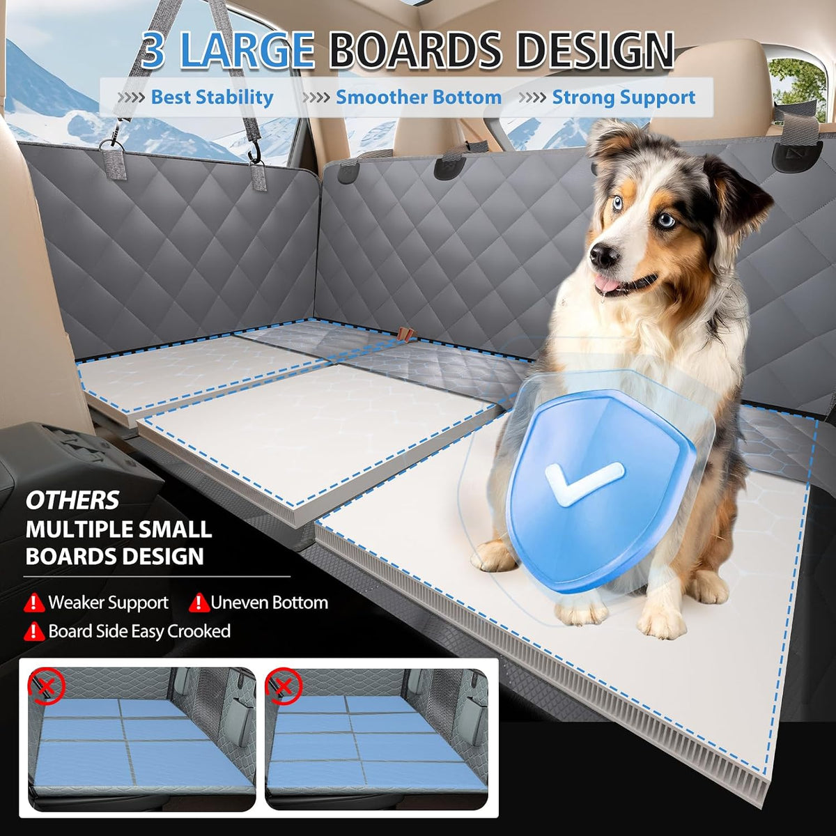 Back Seat Extender for Dogs, Hard Bottom Car Seat Cover