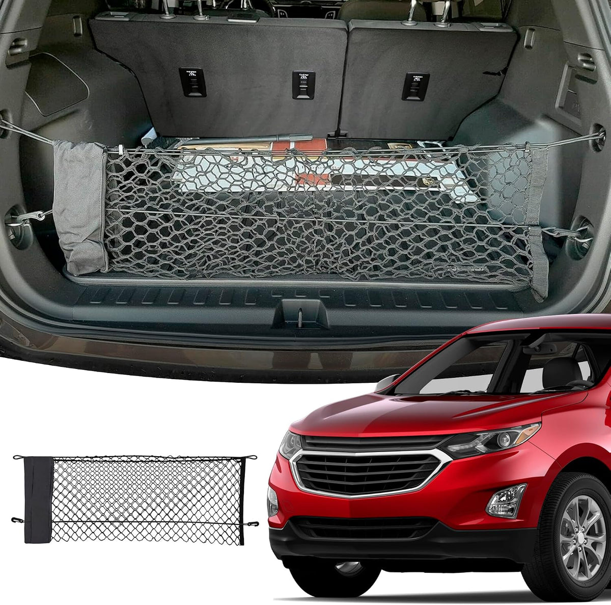 Trunk Envelope Style Mesh Cargo Net for Chevrolet Equinox LS LT RS 2018-2026 - Car Accessories - Premium Trunk Organizer and Storage - Vehicle Carrier Organizer for Chevrolet Equinox