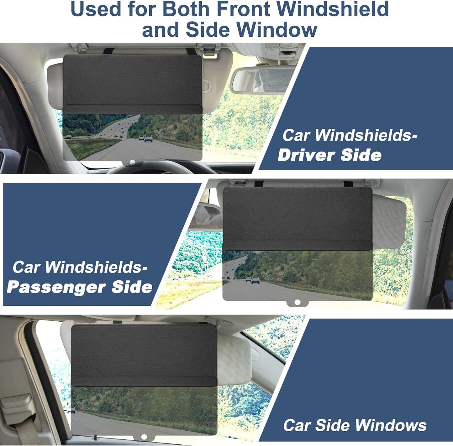 NAZZO Sun Visor Extender for Car, Sun Blocker with PC Sunshade Lens, Magnetic Mounting Adjustable Position, Protect from Glare, UV Rays, Snow Blindness for Safe Driving, Universal for Car, SUV (Black)