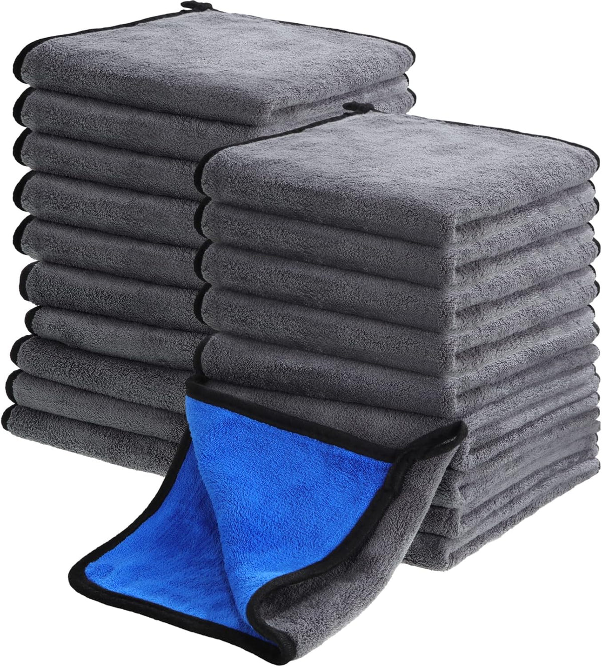 20 Pcs Microfiber Car Drying Towels 800 Gsm Thick Plush, Grey and Yellow
