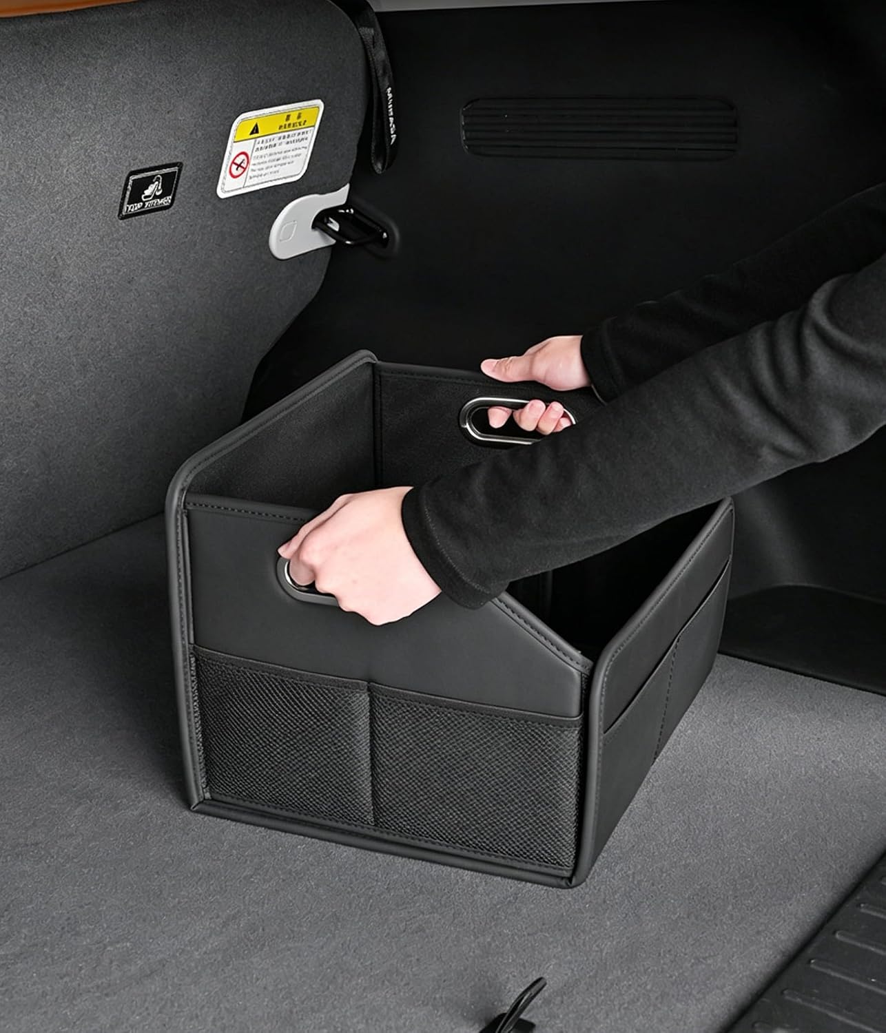 Car Trunk Organizers Small PU Leather，Car Basket for Organizers and Storage，Car Caddy Collapsible Multi Compartment Container Box