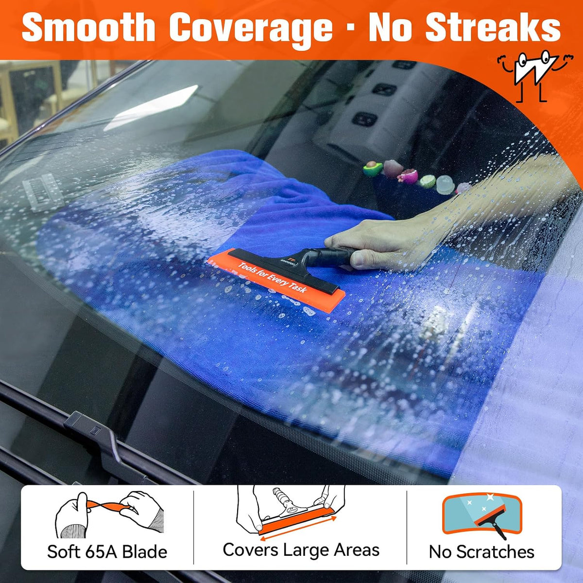 WRAPXPERT Window Tint Tools Kit, 3 Pack Window Tint Squeegee for Windshield Auto Tinting, Professional Long Handle Tinting Squeegee for Front Windows, Rear Glass, Side Doors for Car, SUV Van Glass