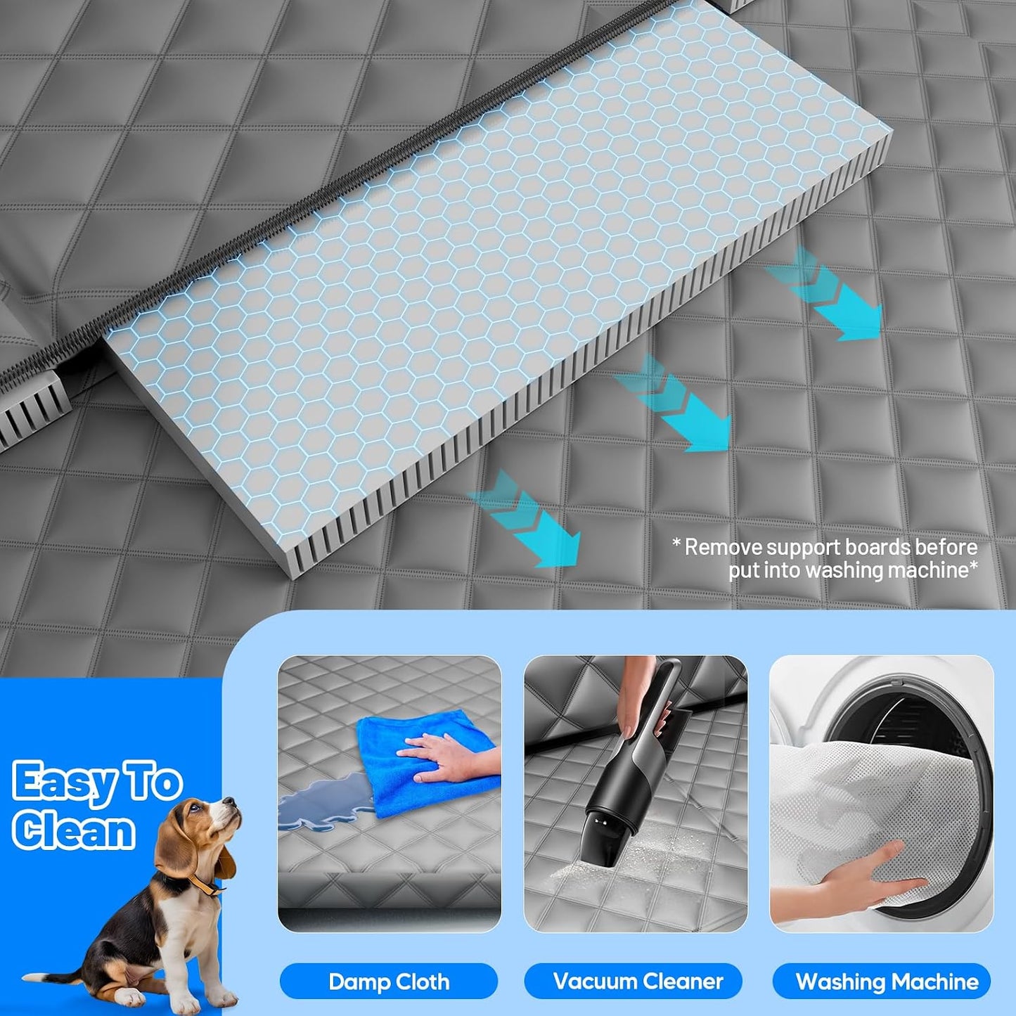 Dog Car Seat Cover for Back Seat with Hard Bottom,Waterproof Back Seat Extender for Dogs,Dog Hammock Dogs Bed for Cars, SUVs,Pet Seat Cover for Back Seat Holds 400lbs with Mesh Window & Pocket-Grey
