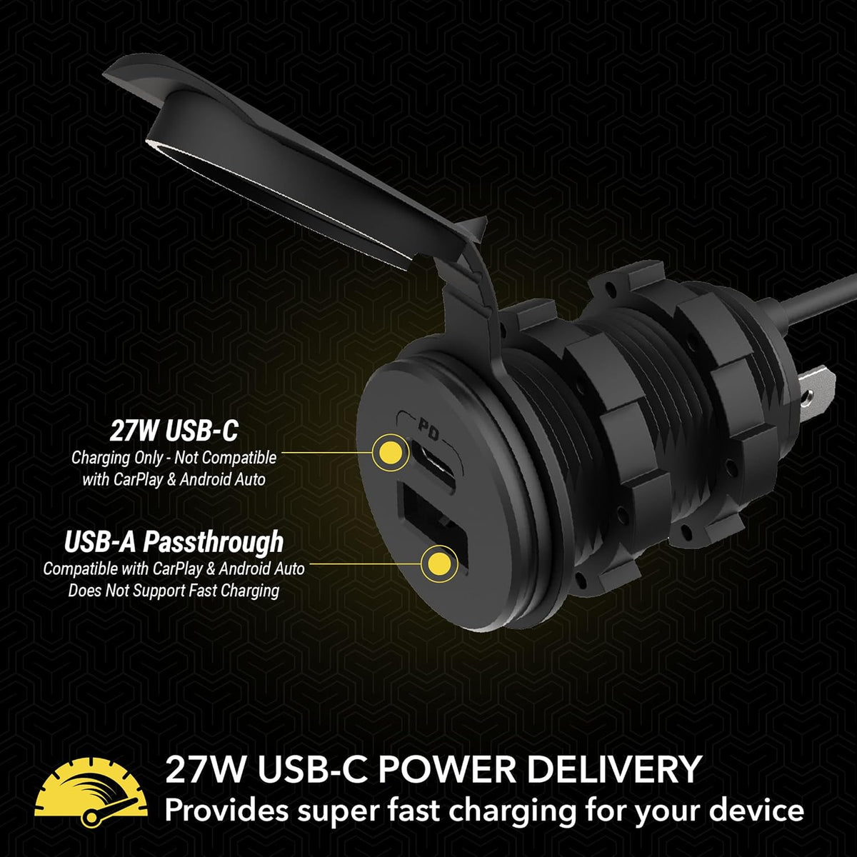 Scosche PowerVolt Dash Port 27W USB-C Car Charger with Data Pass-Through