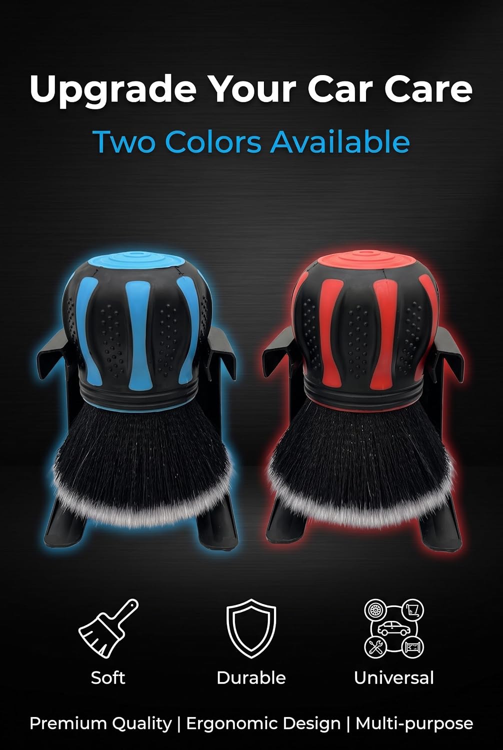 Detailing Brush Set, Car Detailing Brushes, Detailing Brush, Ultra Soft Spherical Synthetic Bristle Detail Cleaning Brush With Storage Rack Universal Auto Interior Exterior Blue