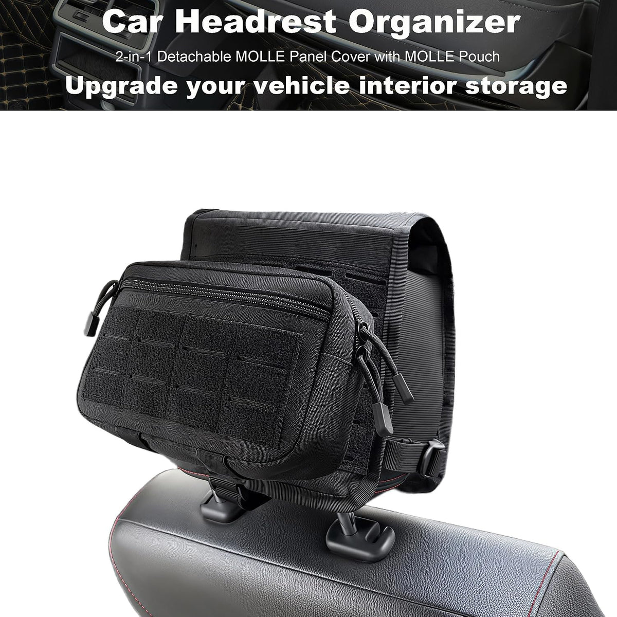 Katadem Car Seat Back Organizer,2 in 1 Detachable Car Headrest Organizer