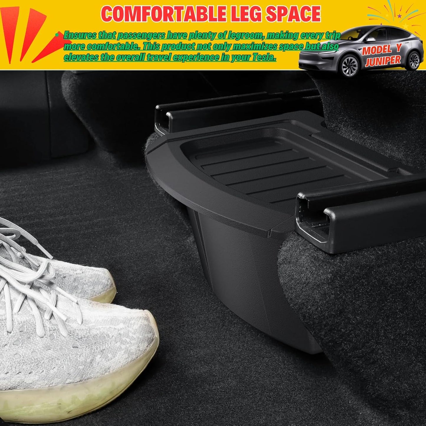 2026 Model Y Juniper Trash Can Back Seat Compatible with New Tesla Model Y Juniper Rear Center Console Floor Organizer Storage Box with Lid Garbage Can - TPE, Black