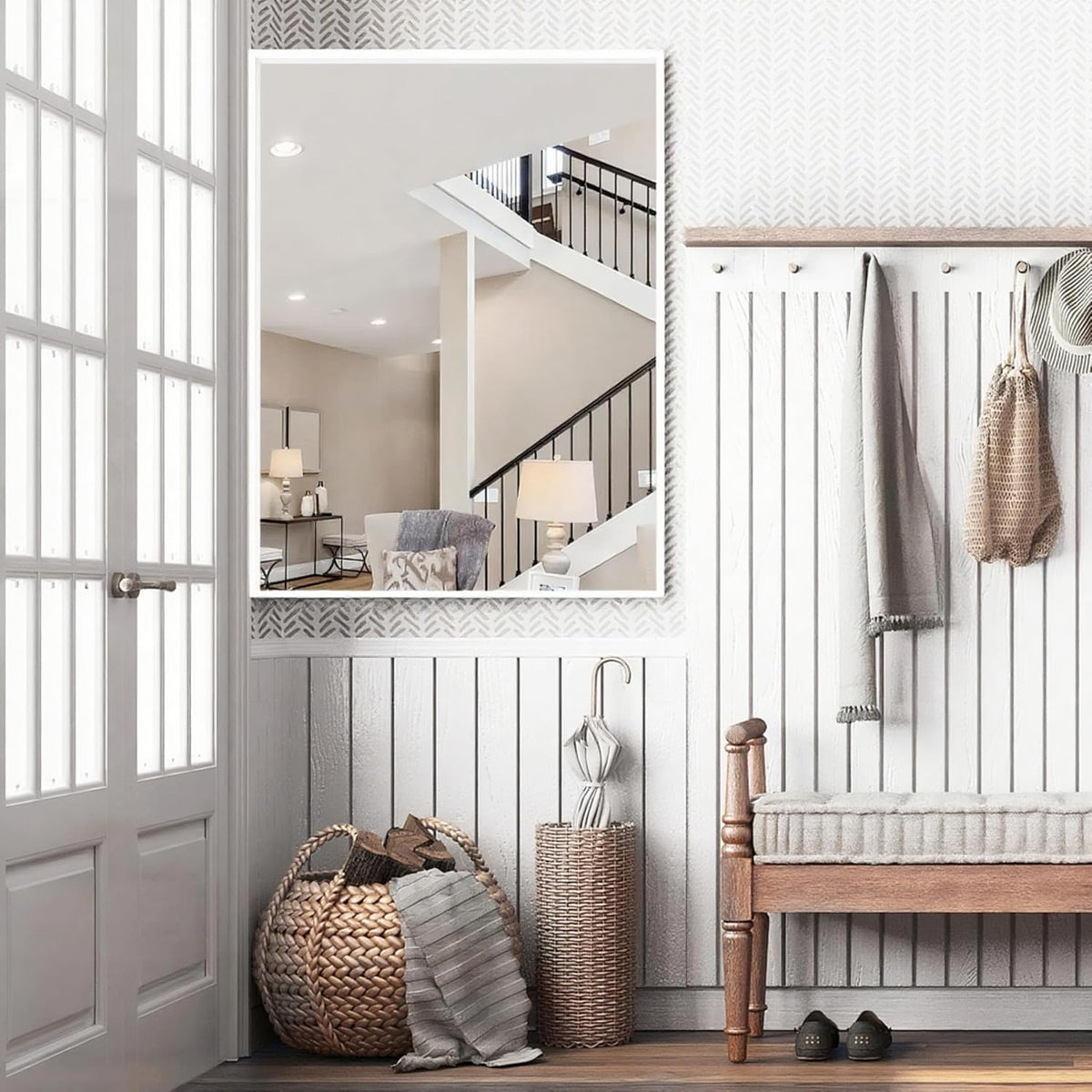 36x30 Inch Mirrors for Over Sink, White Framed Mirror for Bathroom