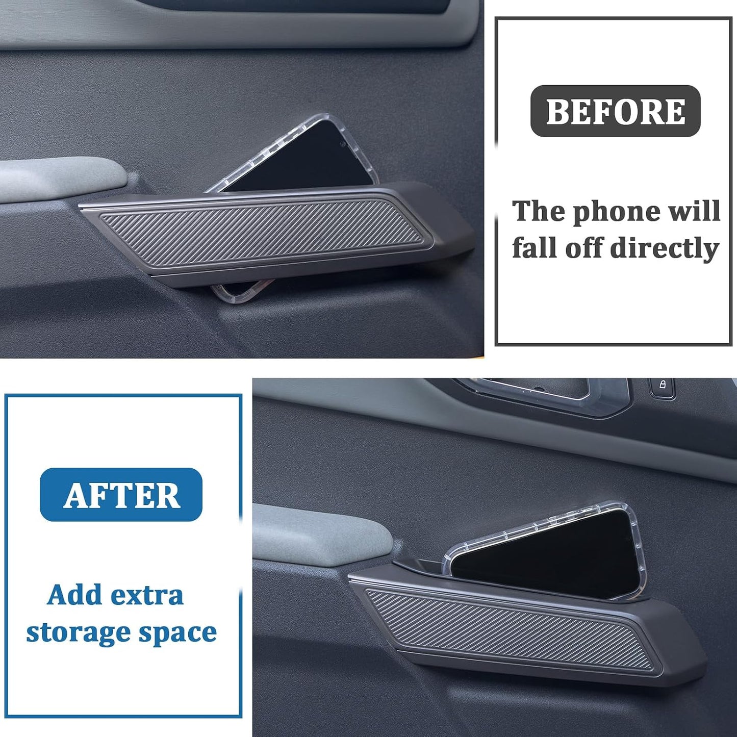 TOPINSTALL 4 Doors Handle Storage Box Compatible with Ford Bronco 2021-2026 Accessories, Phone Holder Front and Rear Door Grab Handle Pocket Storage ABS Plastic-4PCS (Not for Sport Model)