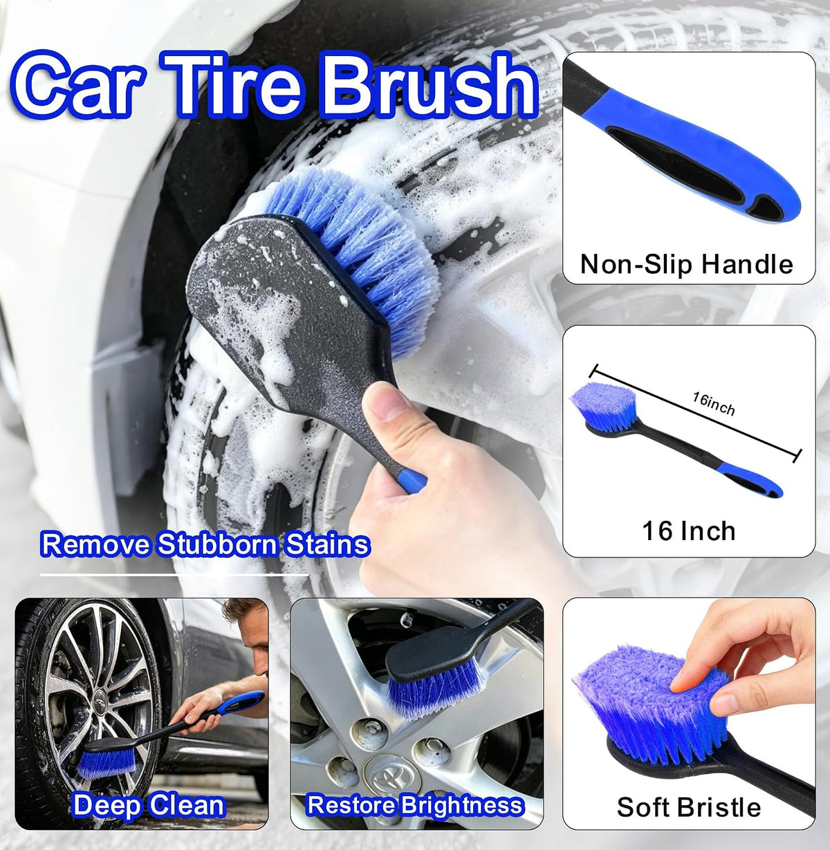 AgiiMan Car Wash Brush with Long Handle, 1.4-4.4FT Telescoping Car Cleaning Kit, Soft Bristle RV Wash Brush and Car Wash Mop for Car Truck SUV RV Boat Solar Panel House Siding Exterior Washing