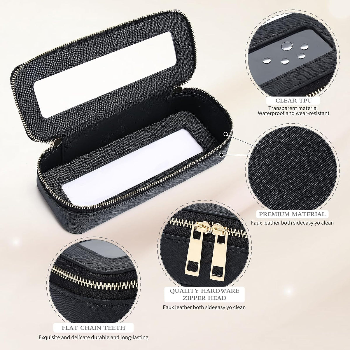 Pinkmik Makeup Brush Case, Black, SLIM