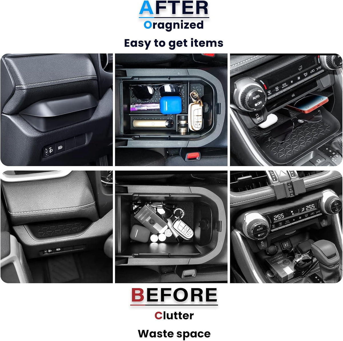 3PCS Center Console Organizer for 2019-2025 Toyota RAV4 Accessories