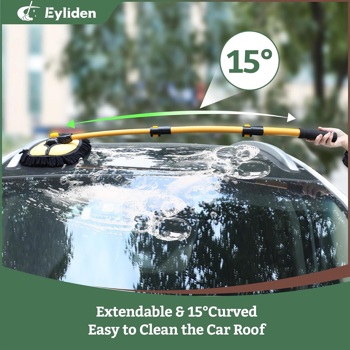 Eyliden Car Wash Brush Mop with Long Handle for Car Truck RV, Yellow