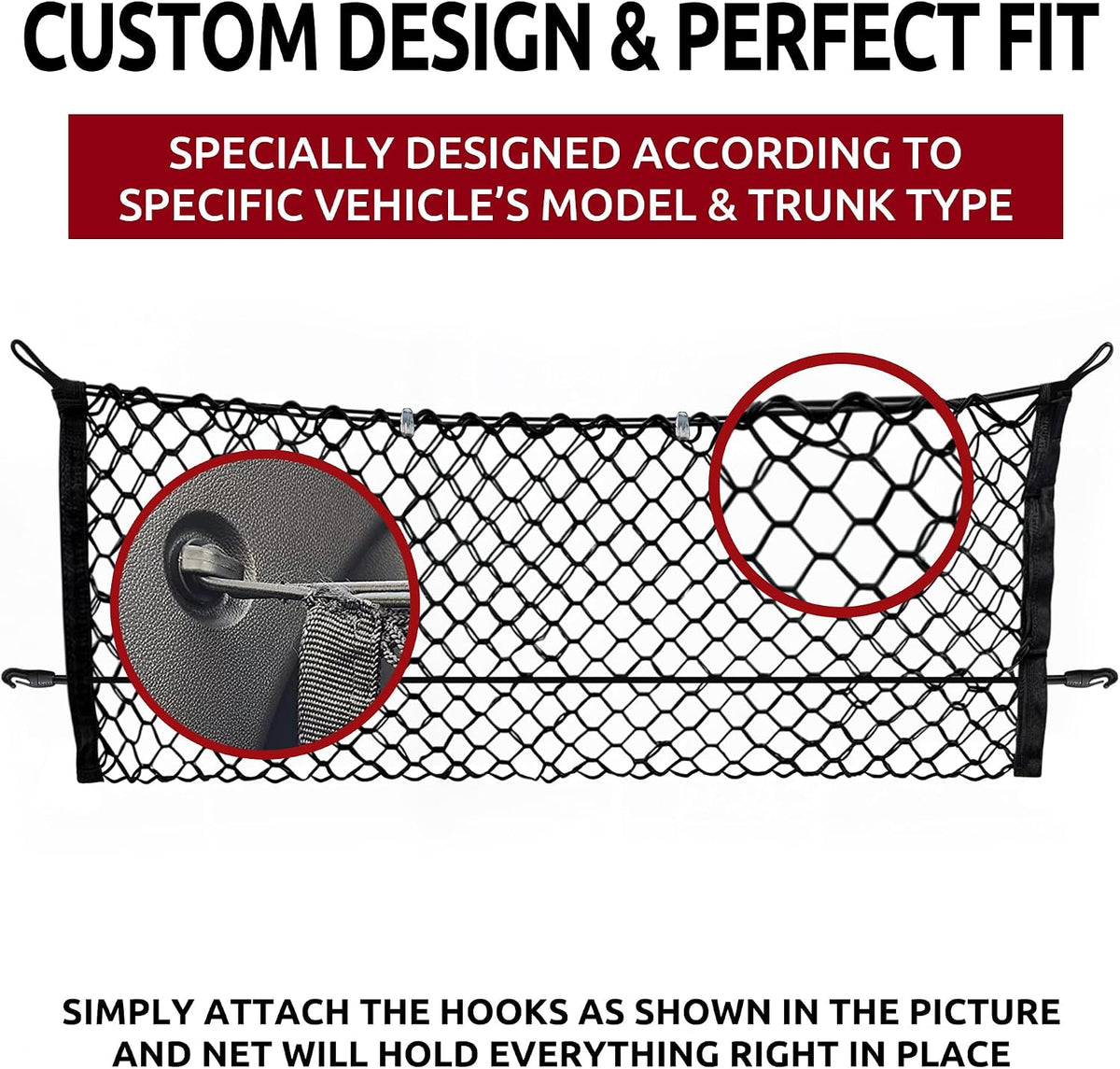 Envelope Style Automotive Elastic Trunk Mesh Cargo Net for Buick Encore GX 2020-2026 - Premium Trunk Organizer and Storage - Luggage Net for Crossover - Best Car Organizer for Buick Encore GX