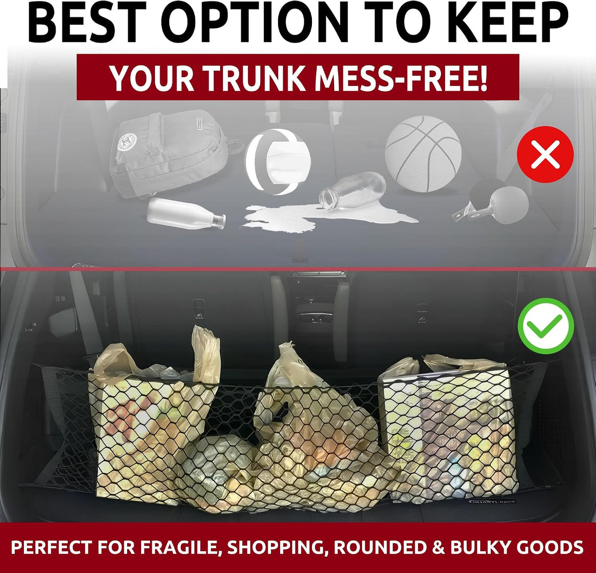 Envelope Style Automotive Elastic Trunk Mesh Cargo Net for Hyundai Palisade 2020-2025 - Premium Trunk Organizers and Storage - Luggage Net for SUV