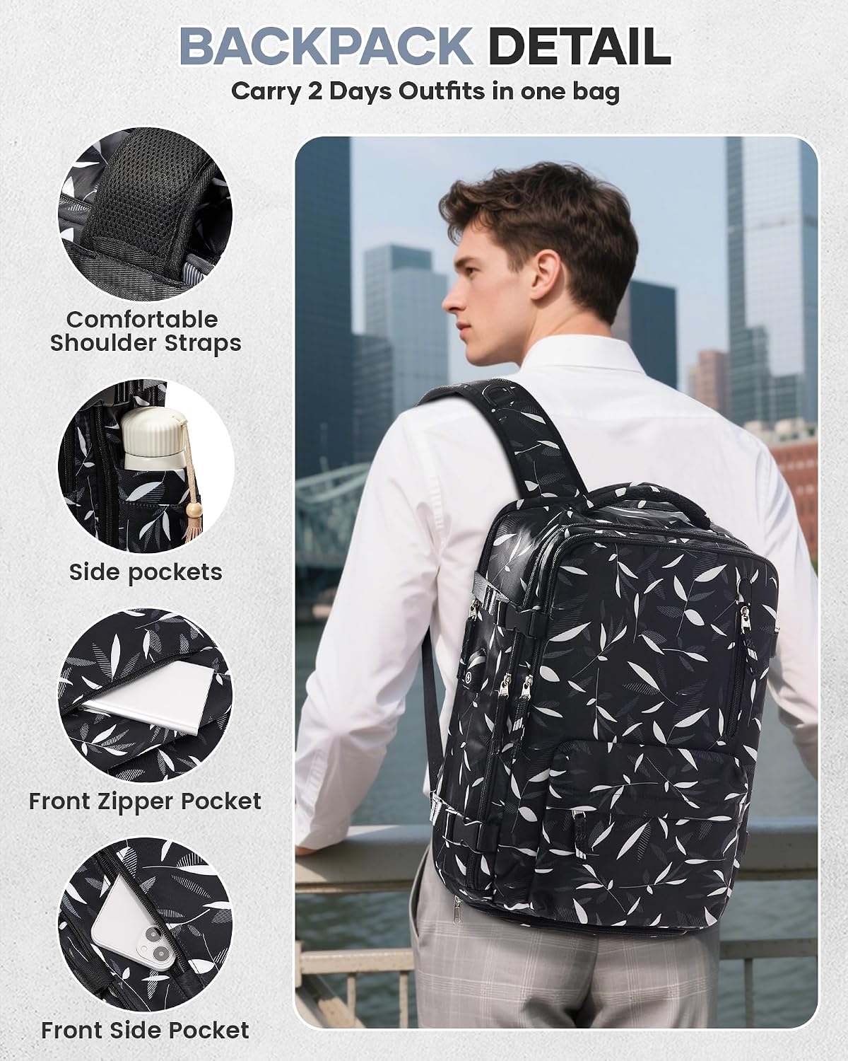WONHOX Vacuum Seal Backpack for Travel with Air Pump Vacpack Carry on Flight Approved Compression Daypack Laptop Space Saver Bags Storage with Vacuum System 18x14x8 inches Travel Bag Women LeafBlack