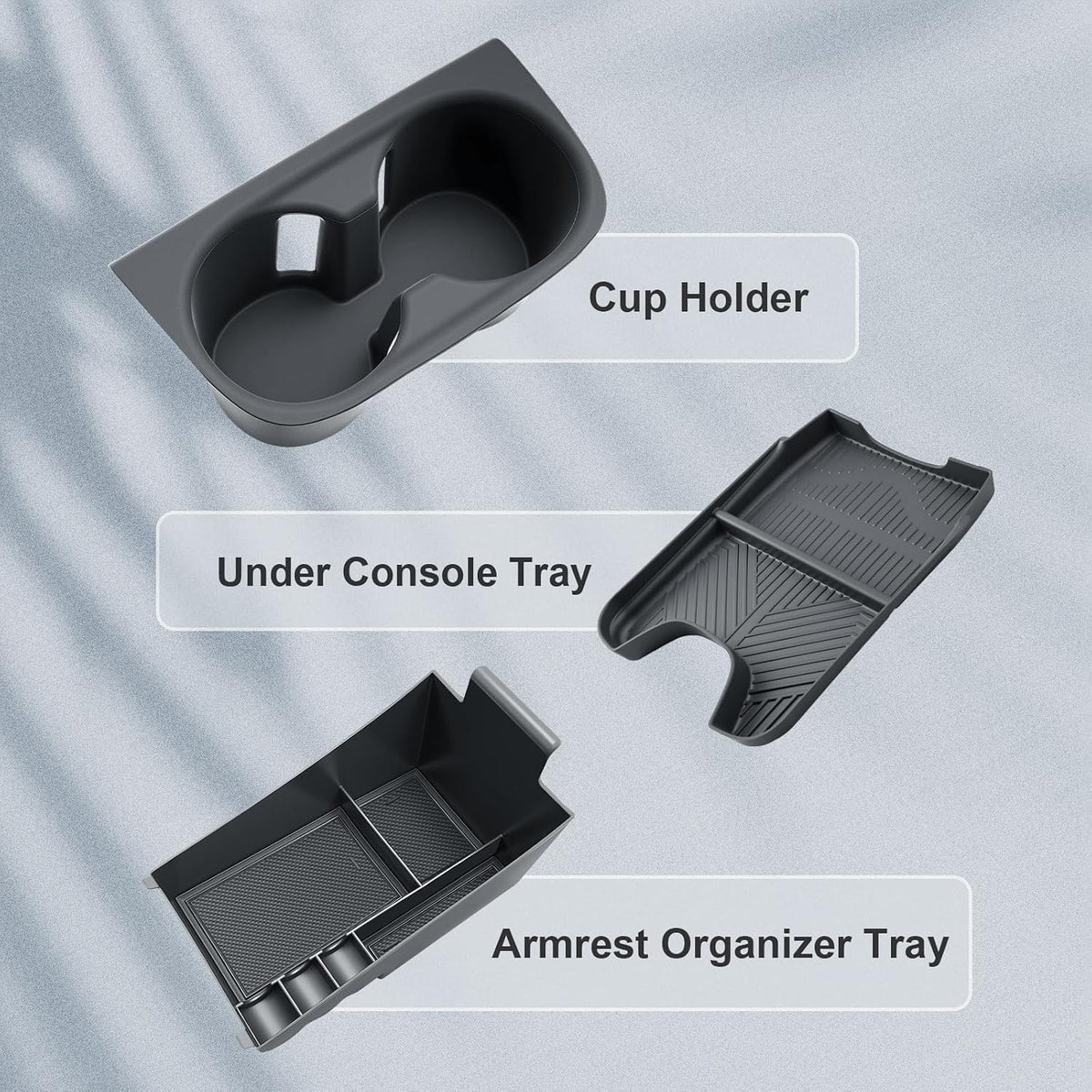 BIBIBO 3Pack for 2026 Honda HRV Center Console Organizer 2026 Honda HRV (LX/Sport/EX-L) Cup Holder & Armrest Organizer Tray +Under Console Tray 2026 HRV Middle Insert Tray 2026 HR-V Accessories