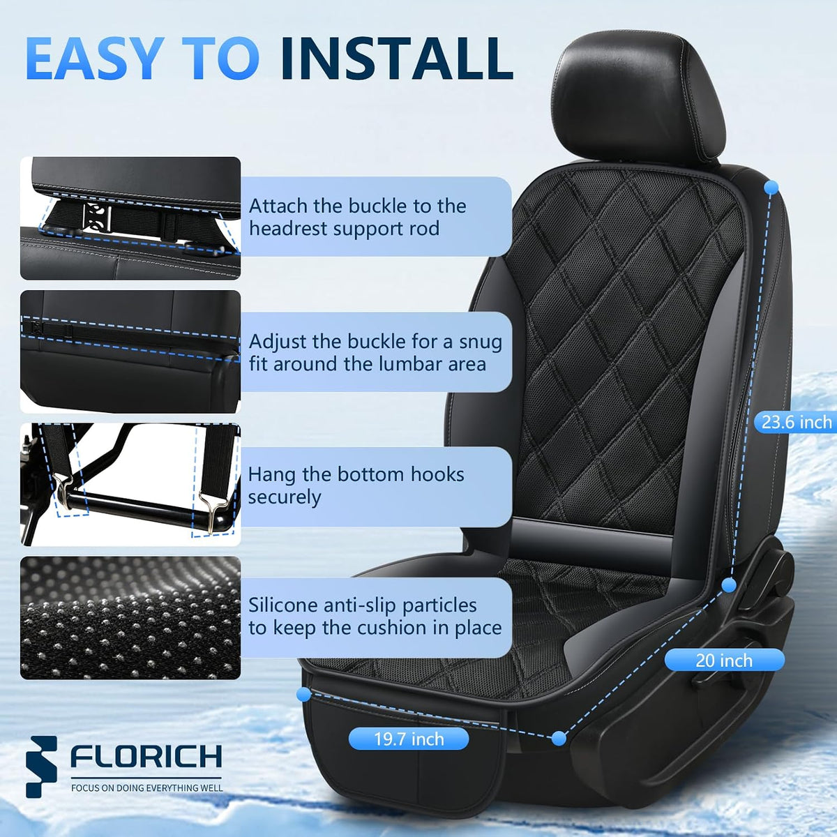 FLORICH Cooling Car Seat Cover Ventilated Cooling Car Seat Cushion with 3-Speed Adjustable Cooling Seat Pad Universal Fit Car SUV Truck Van for Summer Driving, Black