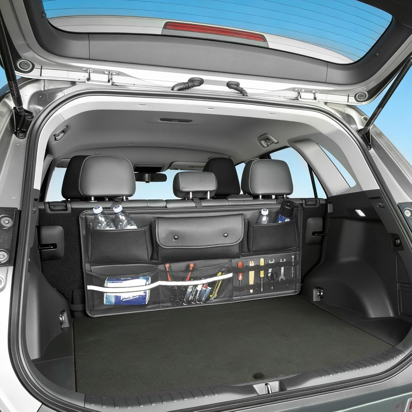 Back Seat Trunk Organizer Backseat Hanging Cargo Storage for Cars, SUVs, Trucks, Jeeps, Vans, RVs & MPVs, Large Capacity Car Accessories Interior