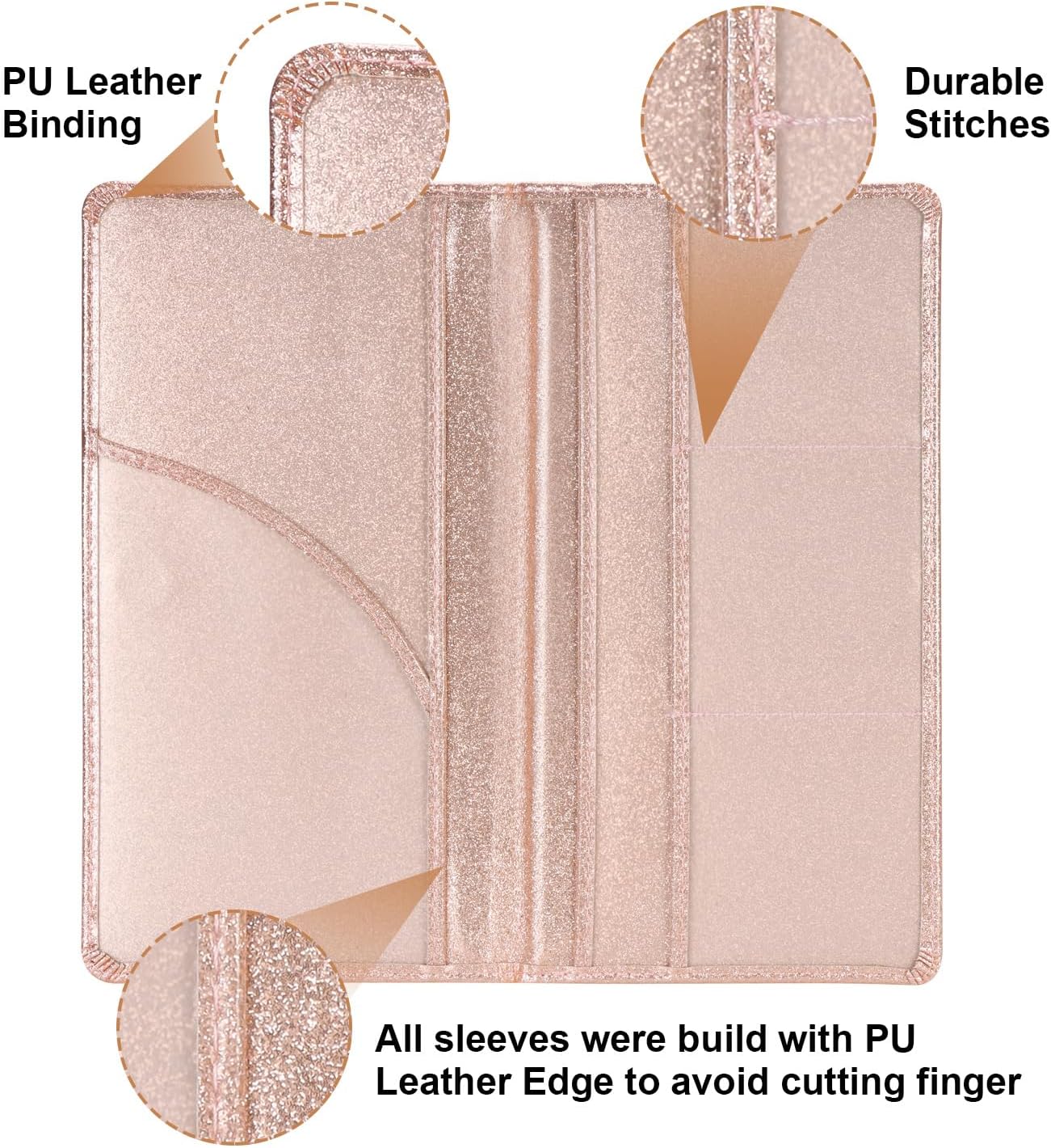 Cacturism Car Registration and Insurance Holder, Car Accessories Vehicle Glove Box Car Organizer Men Women Wallet Case with Magnetic Shut for Cards, Essential Document, Driver License, Bling Rose Gold