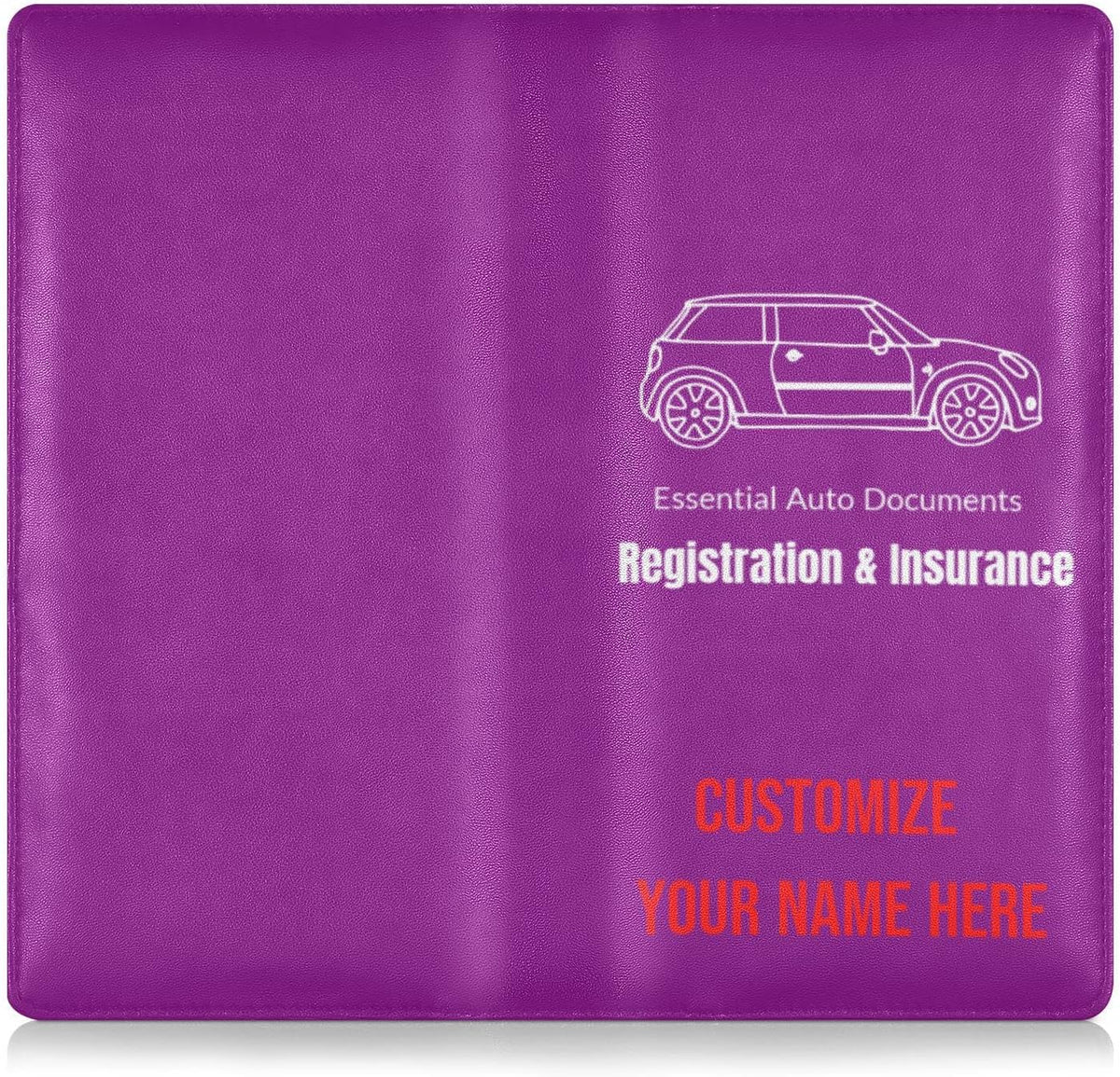 Custom Car Registration and Insurance Card Holder Personalized Leather Glove Box Organize Men Women Wallet Accessories Case for Cards, Essential Document Driver License Purple