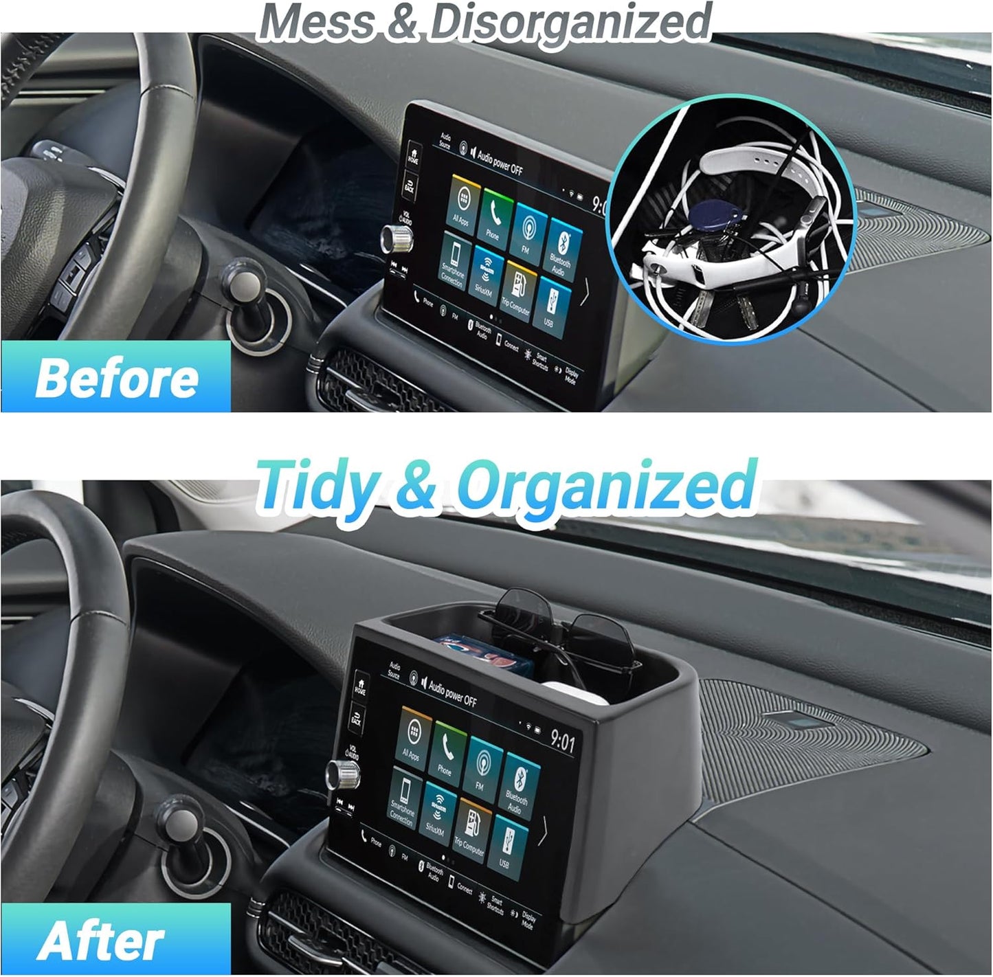 Center Console Organizer Dashboard Tray Compatible with 2023-2026 Honda HR-V Interior Accessories, Dashboard Storage Organizer Box, Fits Both Honda HRV 7-inch and 9-inch Screen