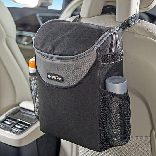 High Road Soft Car Cooler Bag for Cold and Hot Food Transport - Insulated Backseat Cooler Bag for Car, SUV, Truck or Van - Portable Soft Cooler with Storage Pocket and Bottle Holders