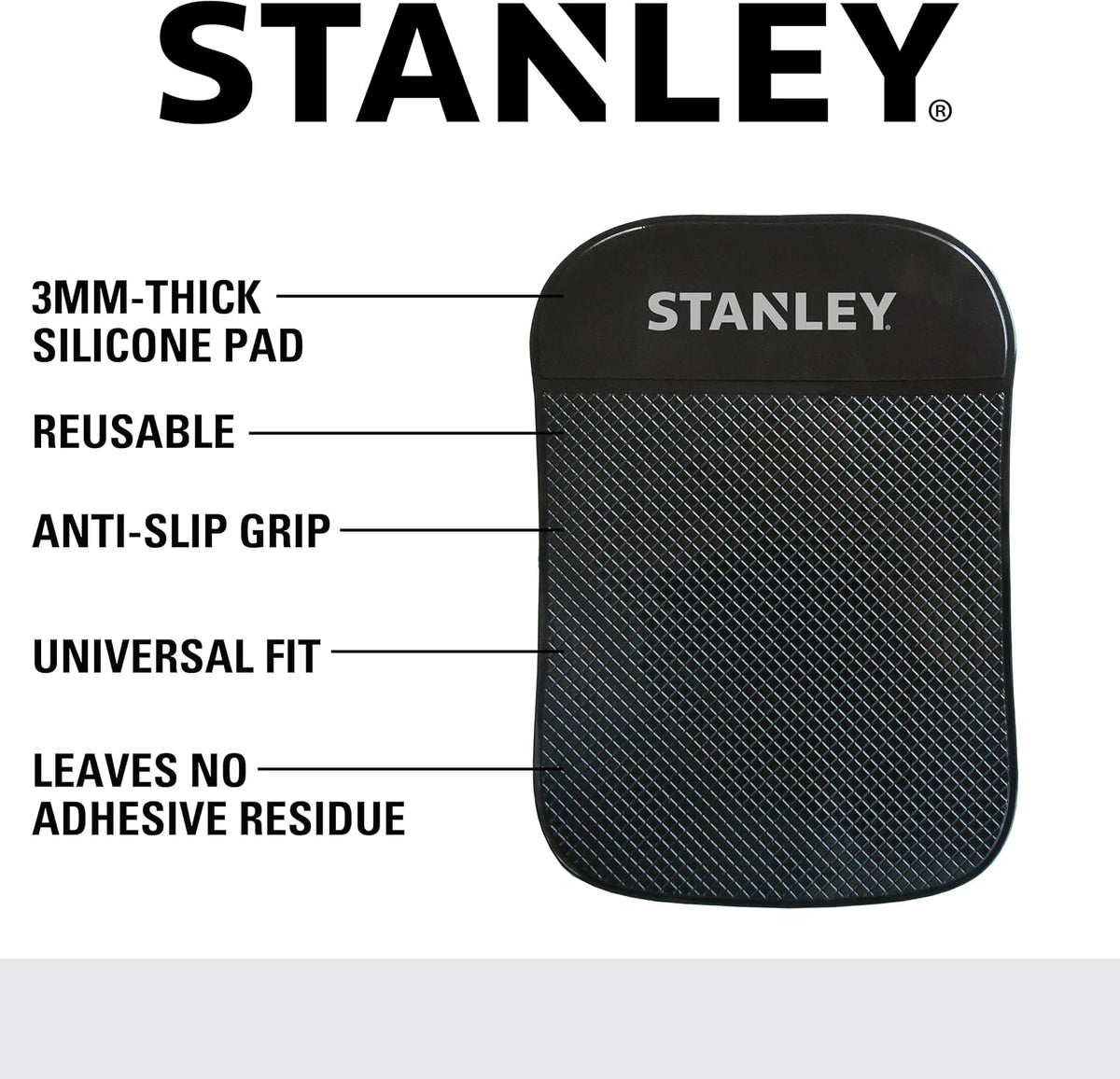 STANLEY 3.5" x 5.75" Extra‑Strong, Anti‑Slip Grip Dashboard Gel Pad, 4‑Pack