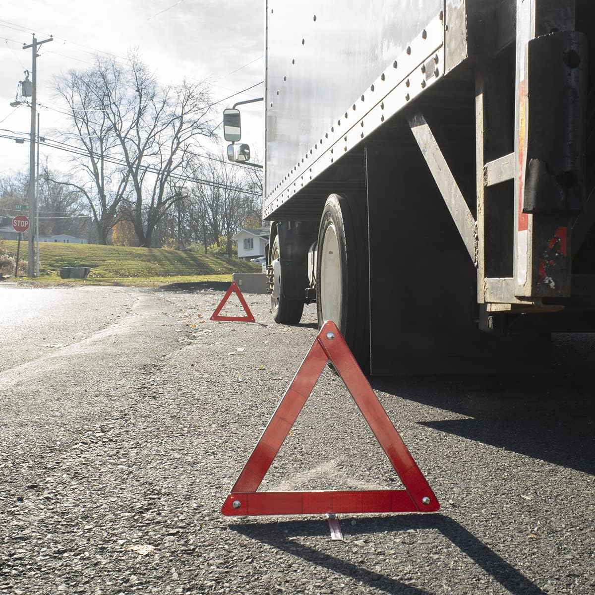 2pc Reflective Safety Triangle Red Roadside Traffic Warning Reflector Emergency Essentials