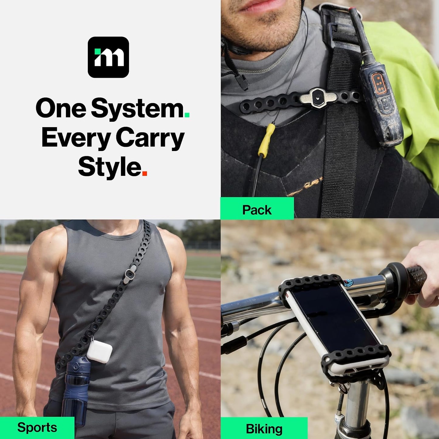 EDC Modular Strap System 5 Pack, Adjustable Silicone Gear Ties for Outdoor/Survival/Camping Strap EDC Carry