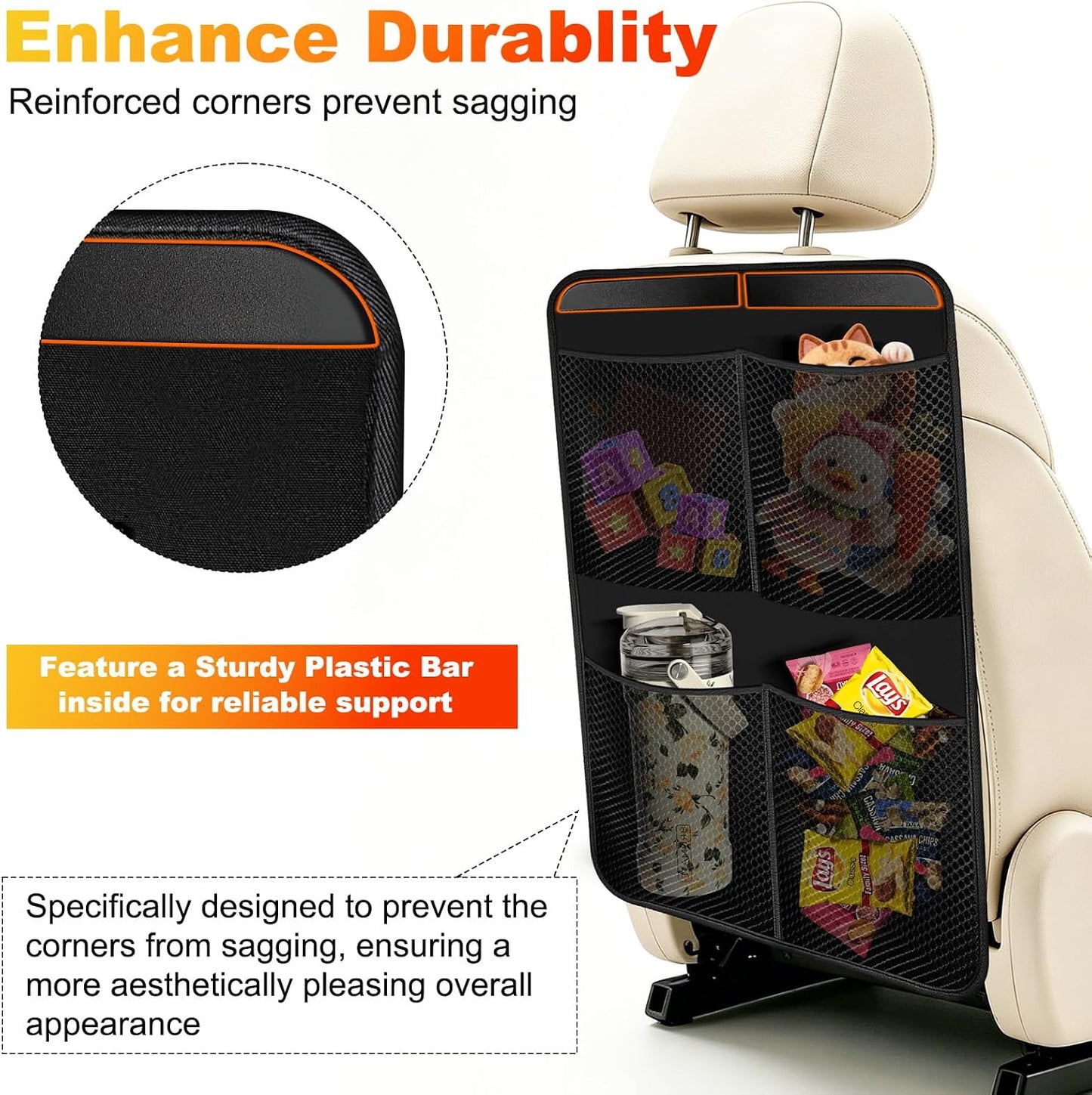 2 Pack Back Seat Cover For Kids + 4 Pocket Storage Organizer,Car Kick Mats Backseat Protector, Car Seat Back Protectors Backseat Organizer For Vehicles