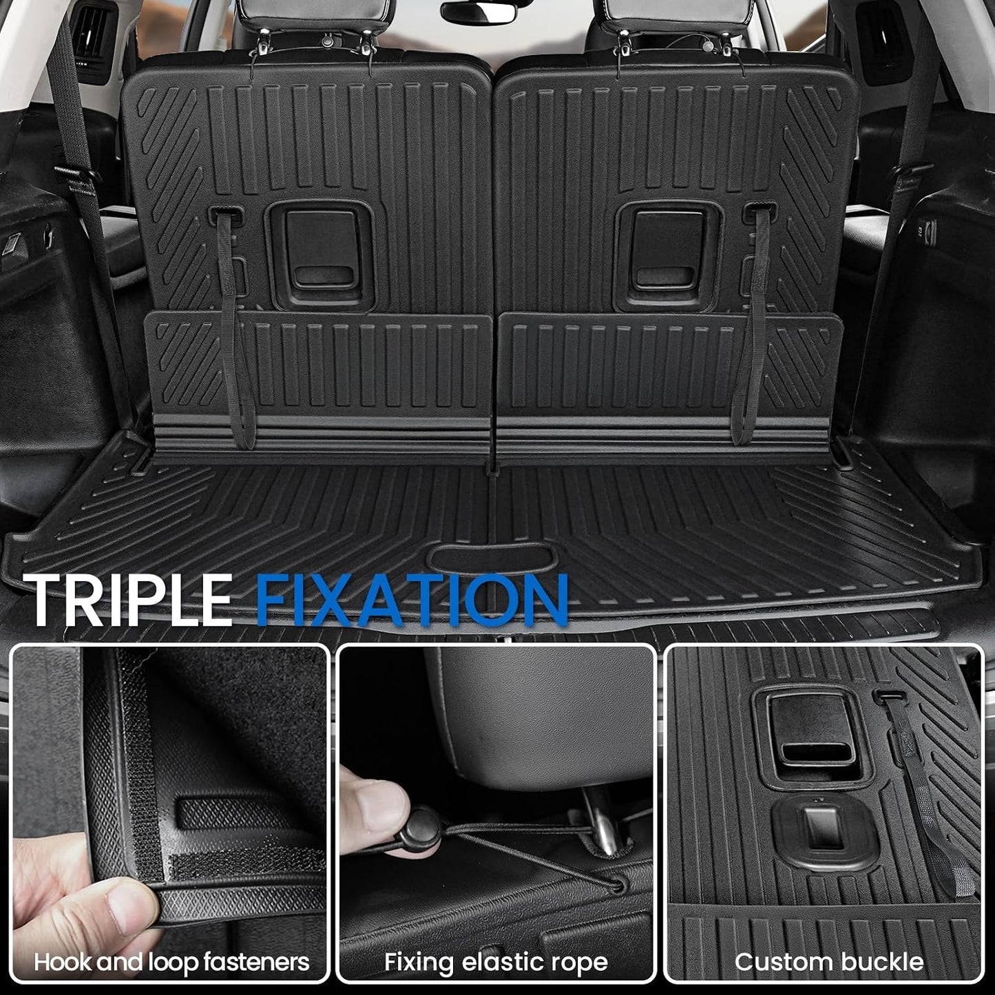 Floor Mats Cargo Mat for 2021-2025 2026 Jeep Grand Cherokee L w/Captain Chair (Only for 6-Seater w/o 2nd Row Armrest), All Weather TPE Trunk Cargo Liner Car Accessories (L | Floor Mats Set)