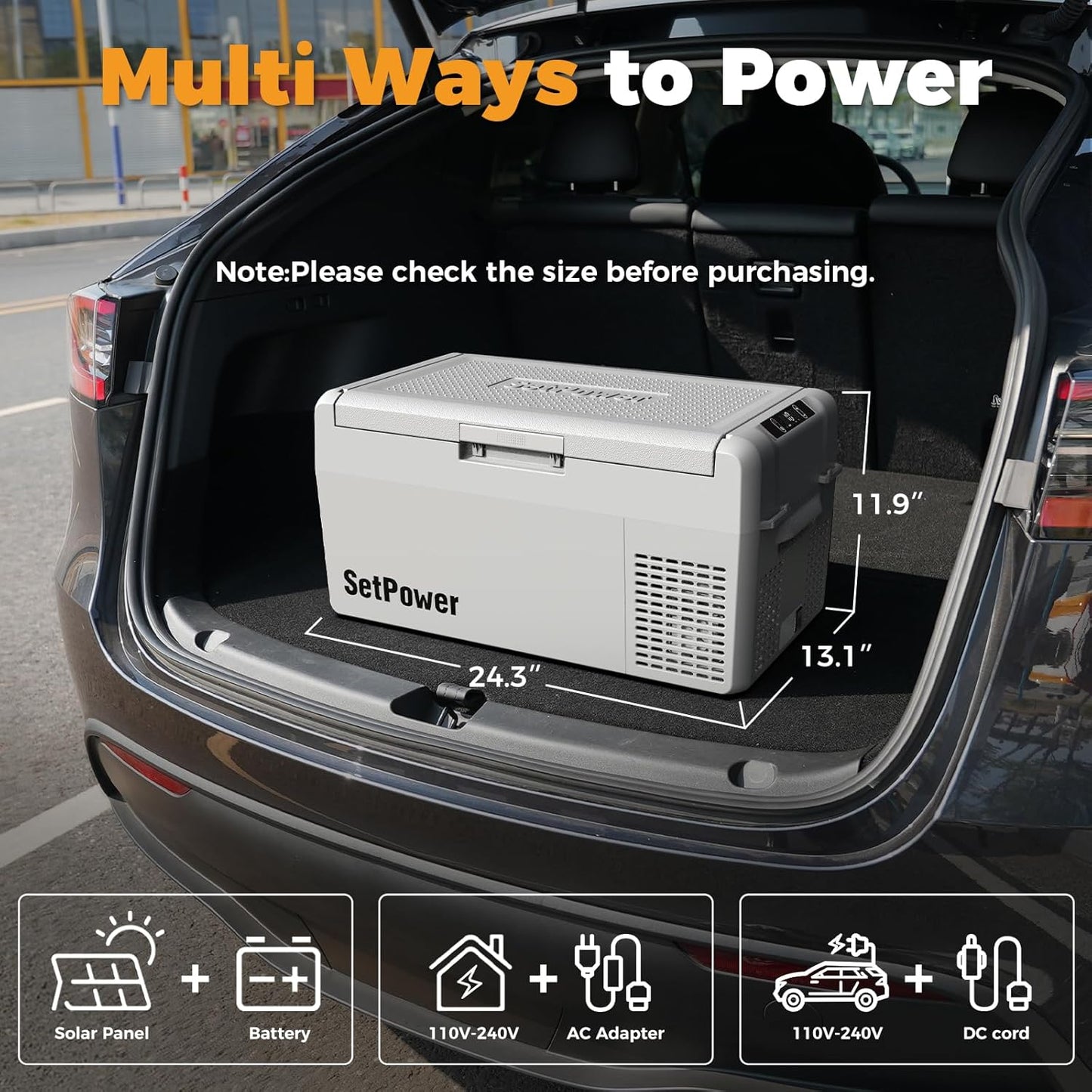 Setpower 12V Refrigerator 50 Hours Backup Cooling 21 Quart 12V Coolers for Vehicles Portable Freezer for Travel Car Fridge Electric Cooler for Car Camping Truck Van RV SUV Road Trip (RF20,Grey)