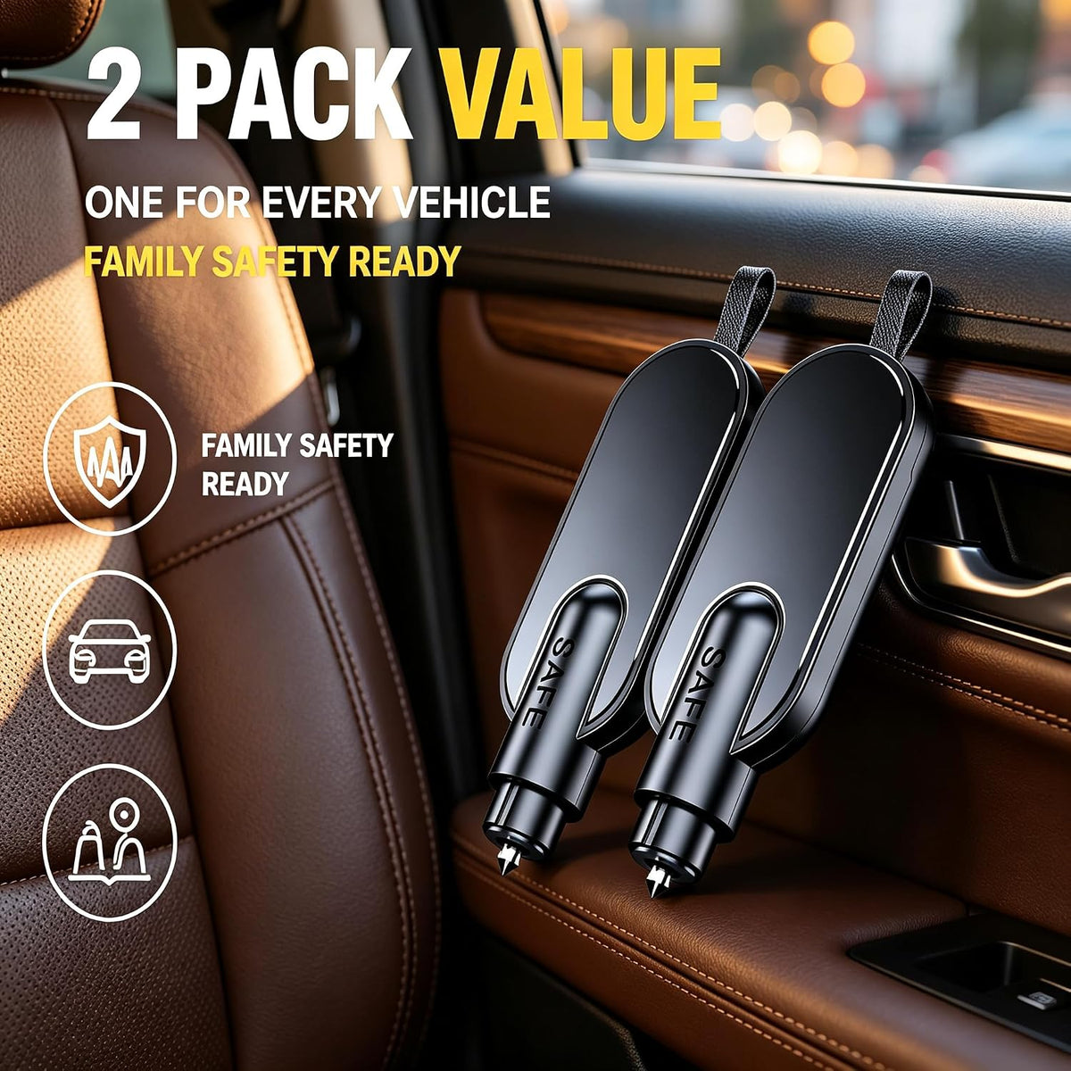 Car Escape Tool Key Chain,Emergency Window Breaker&Seat Belt Cutter