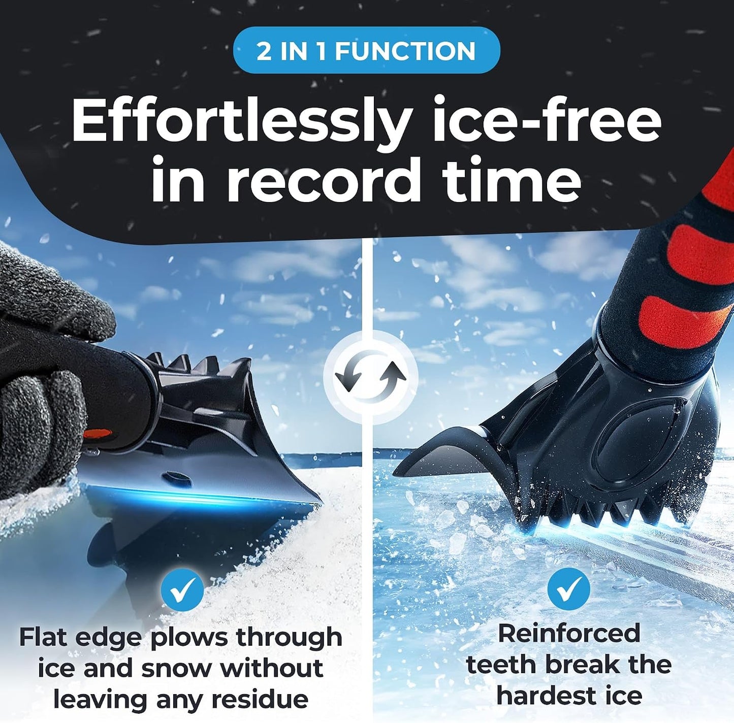 Car Ice Scraper for Car Windshield Test Winner 2026* - Ergonomic Professional Snow Scraper for Car Fast & Strong - Efficient & Safe Windshield Scraper for Ice and Snow