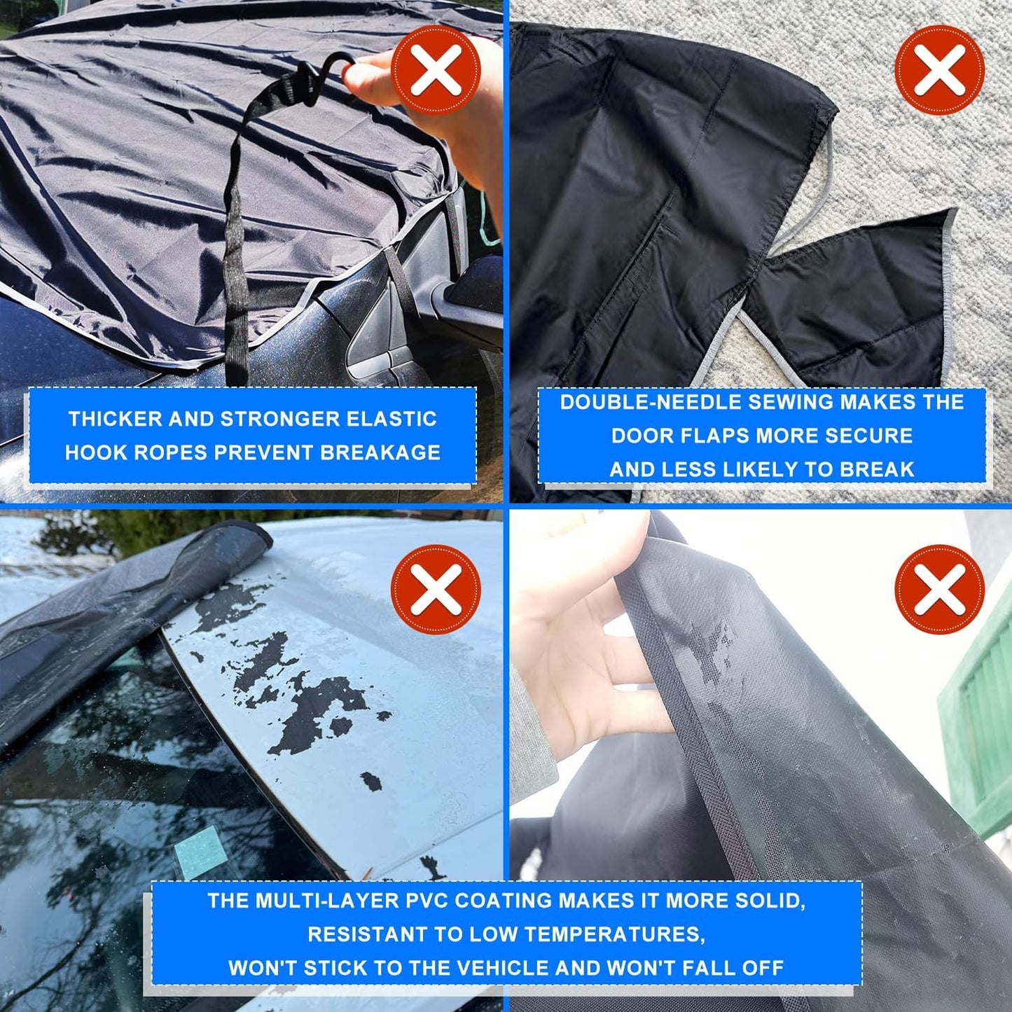 Windshield Cover for Ice and Snow,Heavy Duty 600D Oxford Fabric,Snow Windshield Cover for Car,Trucks, SUV,MPV,Van,Standard Winter Frost Hails Windshield Protector Blanket,X-Large,72/57Wx50D Inch